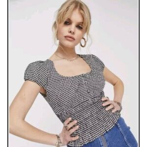 NWT Topshop Gingham Shirred Crop Top